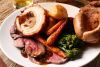 Traditional Sunday Roast with a Glass of Wine for Two