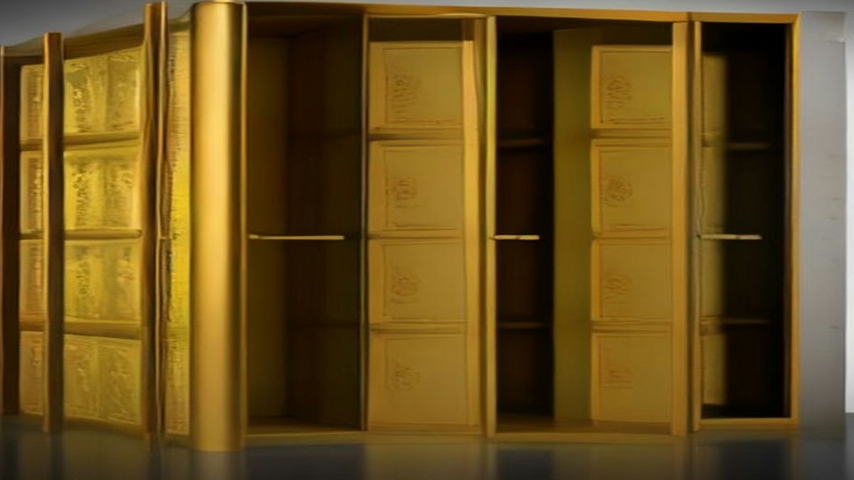 Gold bullion bar storage vault.