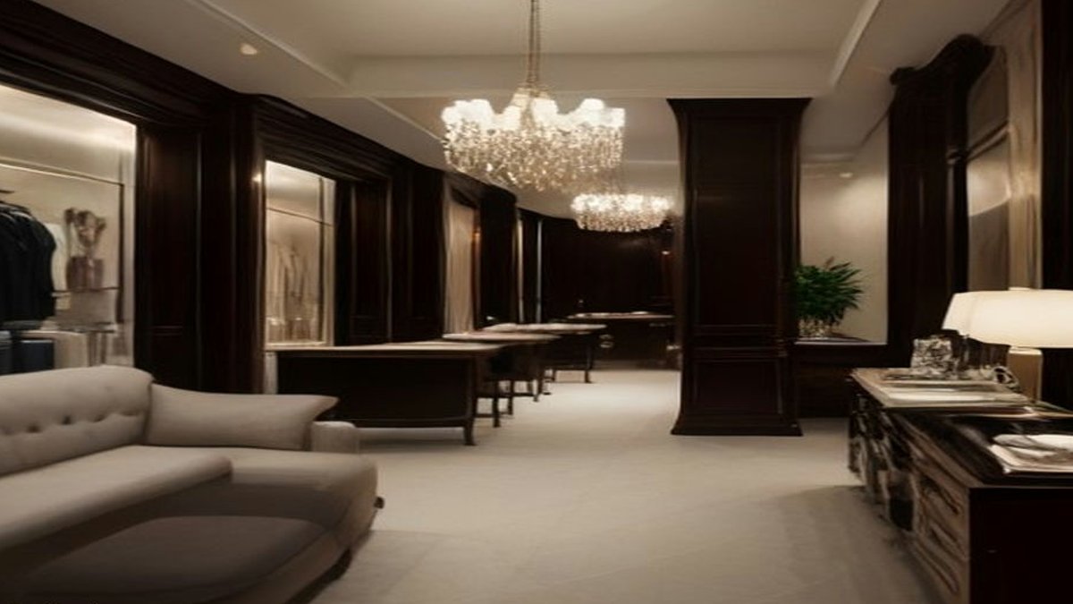 Luxury fashion boutique interior.