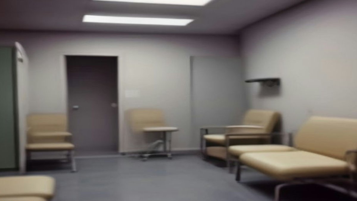 **Oncology treatment room with IV infusion chairs**.