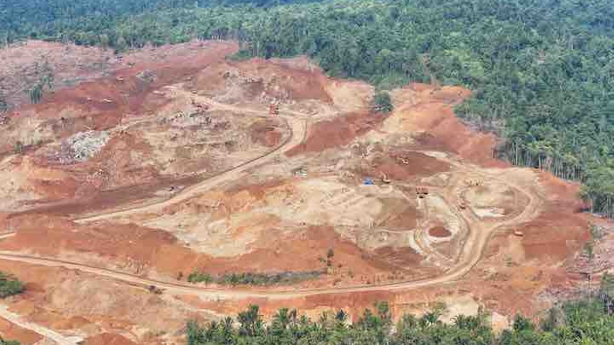 An ore digging area close to Sagea Lake in Central Halmahera on North Maluku in Indonesia.