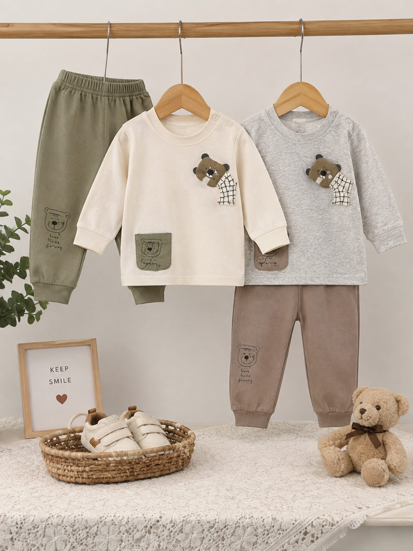Peekaboo Bear 2-Piece Kids Winter Outfit Set | Imported