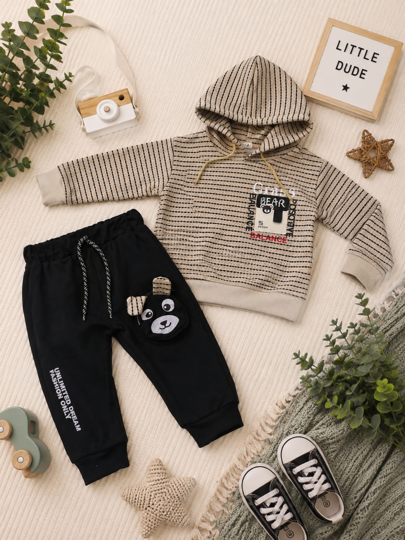 Cool Boys Striped Hoodie 2-Piece Jogger Set | Imported alternate view
