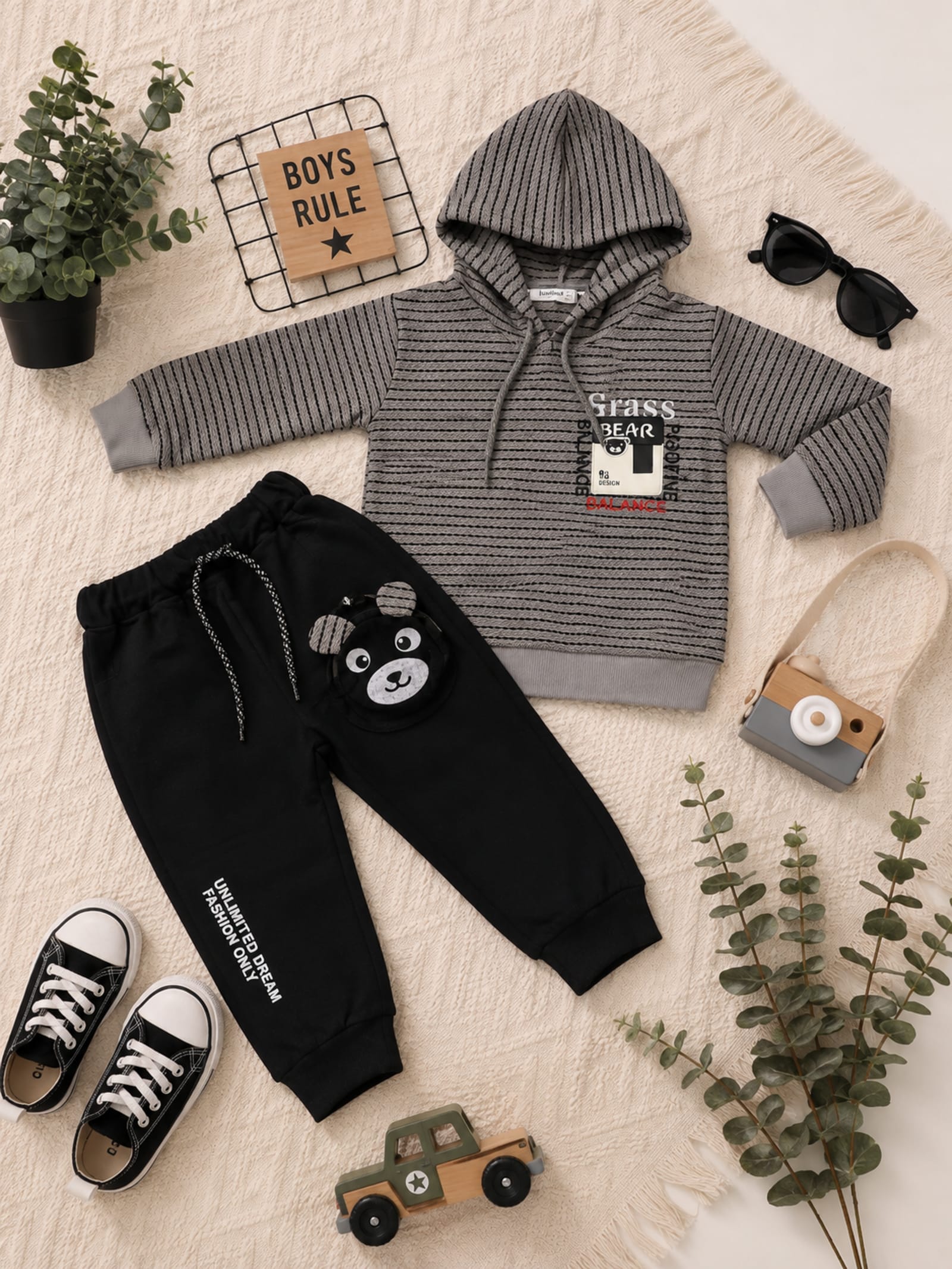 Cool Boys Striped Hoodie 2-Piece Jogger Set | Imported