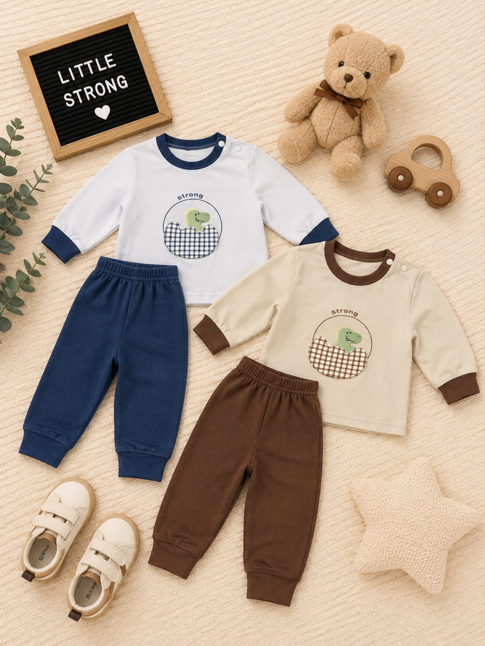 Little Strong Dino 2-Piece Baby Winter Outfit Set IMP
