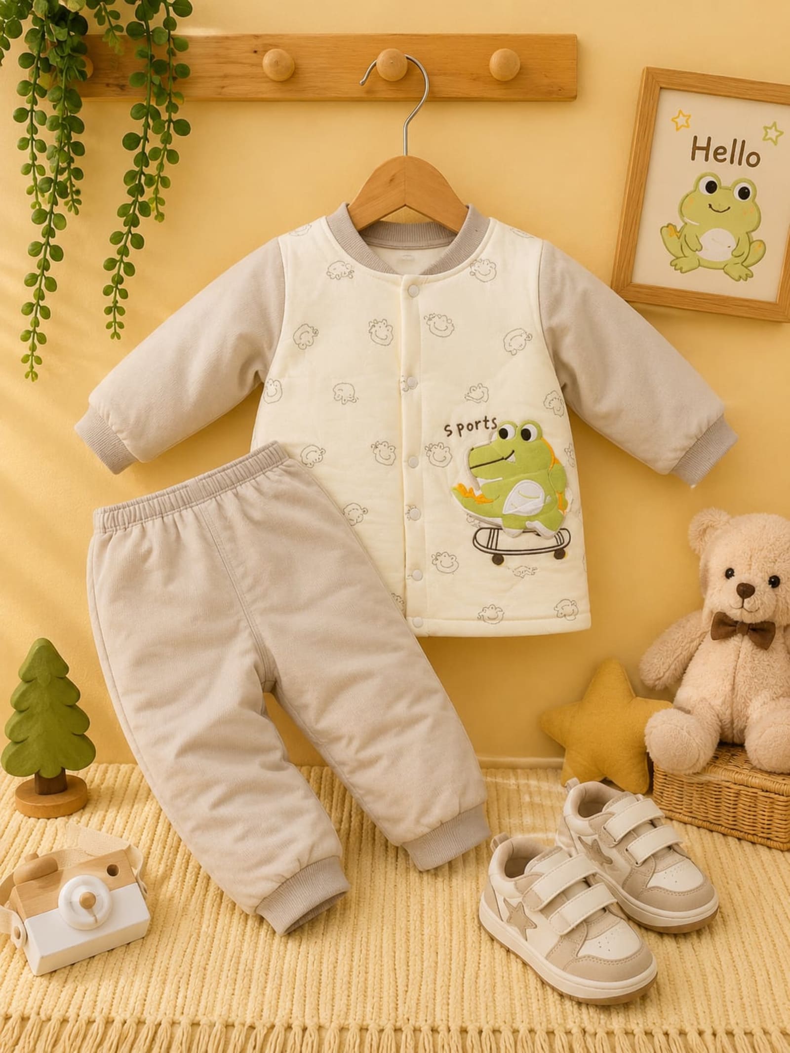 Skater Dino Cozy 2-Piece Baby Winter Outfit Set IMP