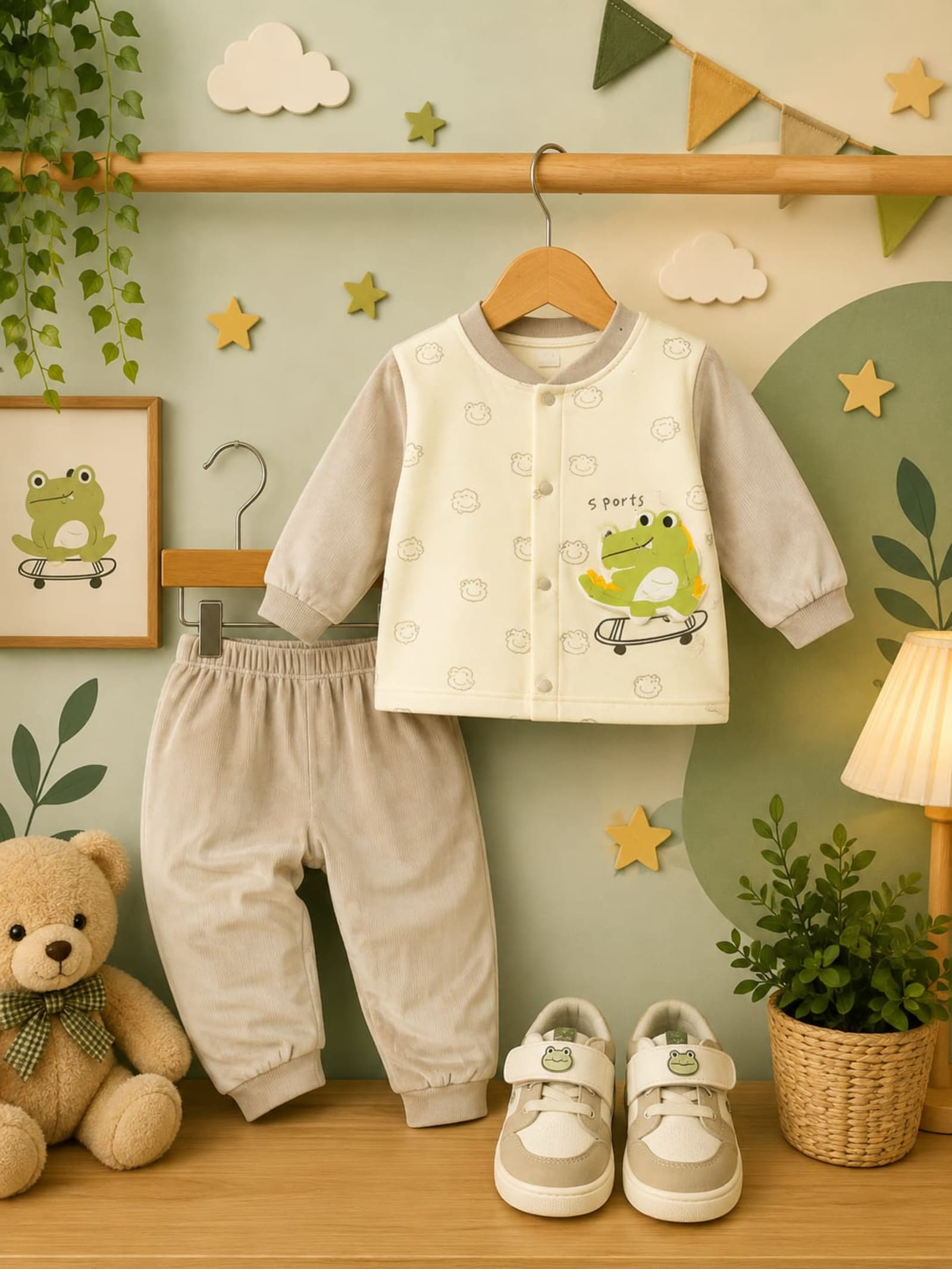 Skater Dino Cozy 2-Piece Baby Winter Outfit Set IMP alternate view