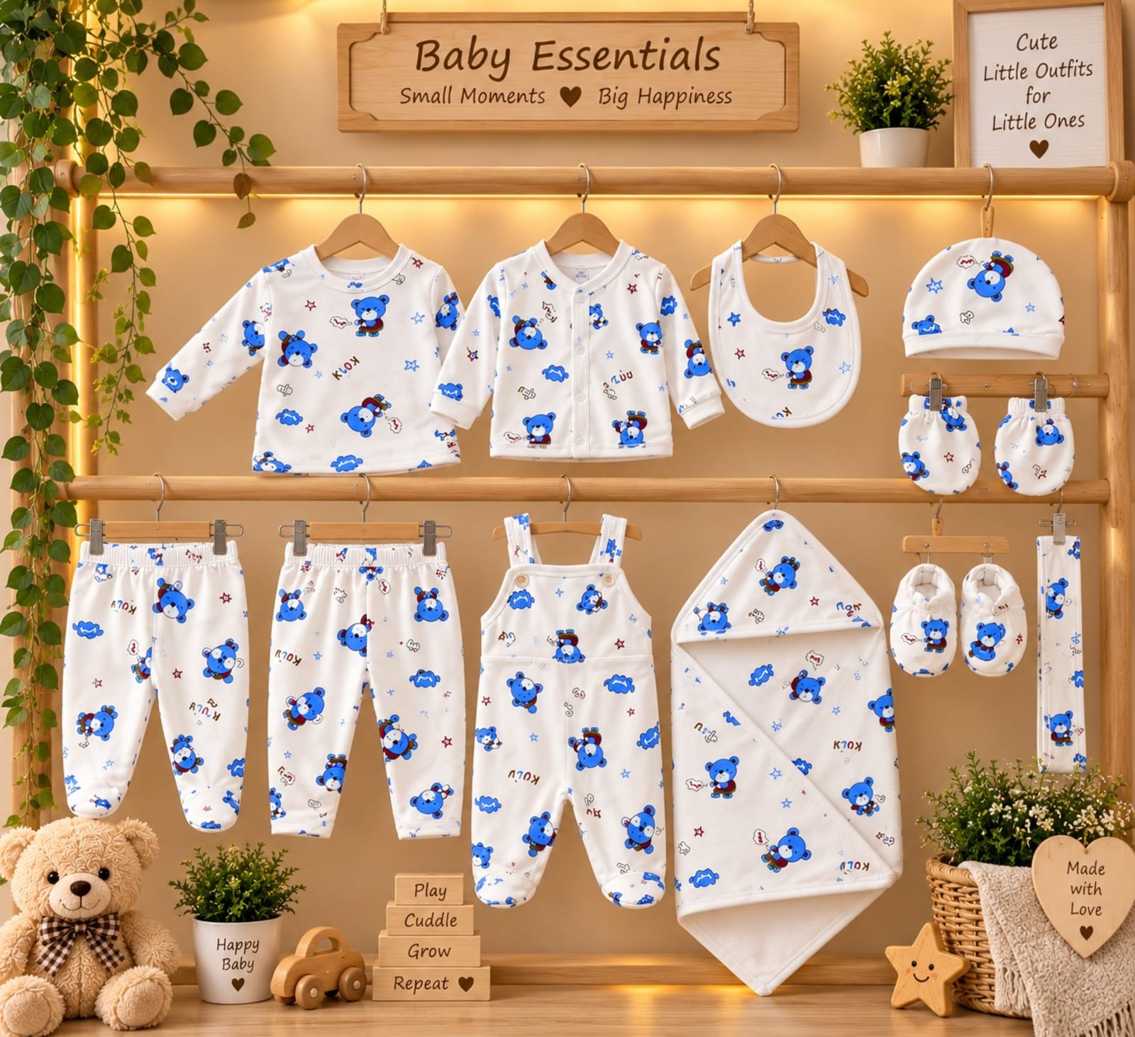 Newborn Baby 11-Piece Essentials Set – Ultra Soft , Warm & Comfortable Baby Clothing Set