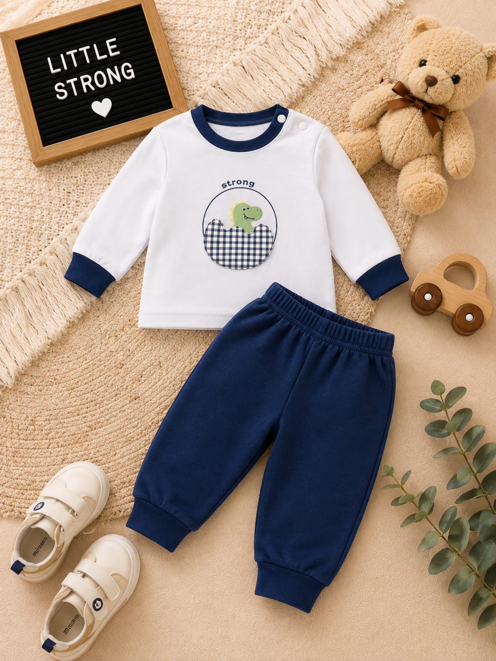 Little Strong Dino 2-Piece Baby Winter Outfit Set IMP alternate view