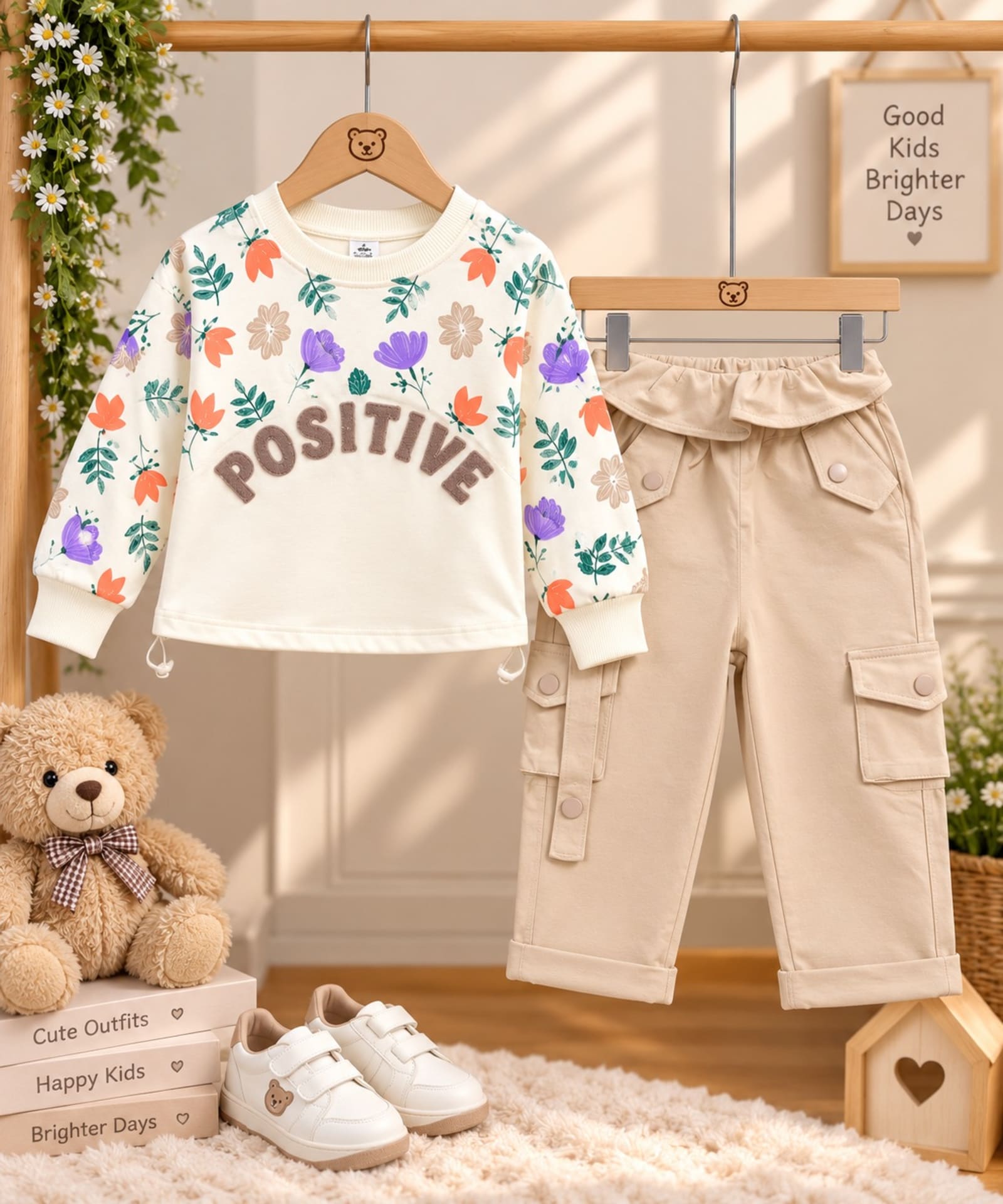 Positive Floral 2-Piece Girls Winter Outfit Set