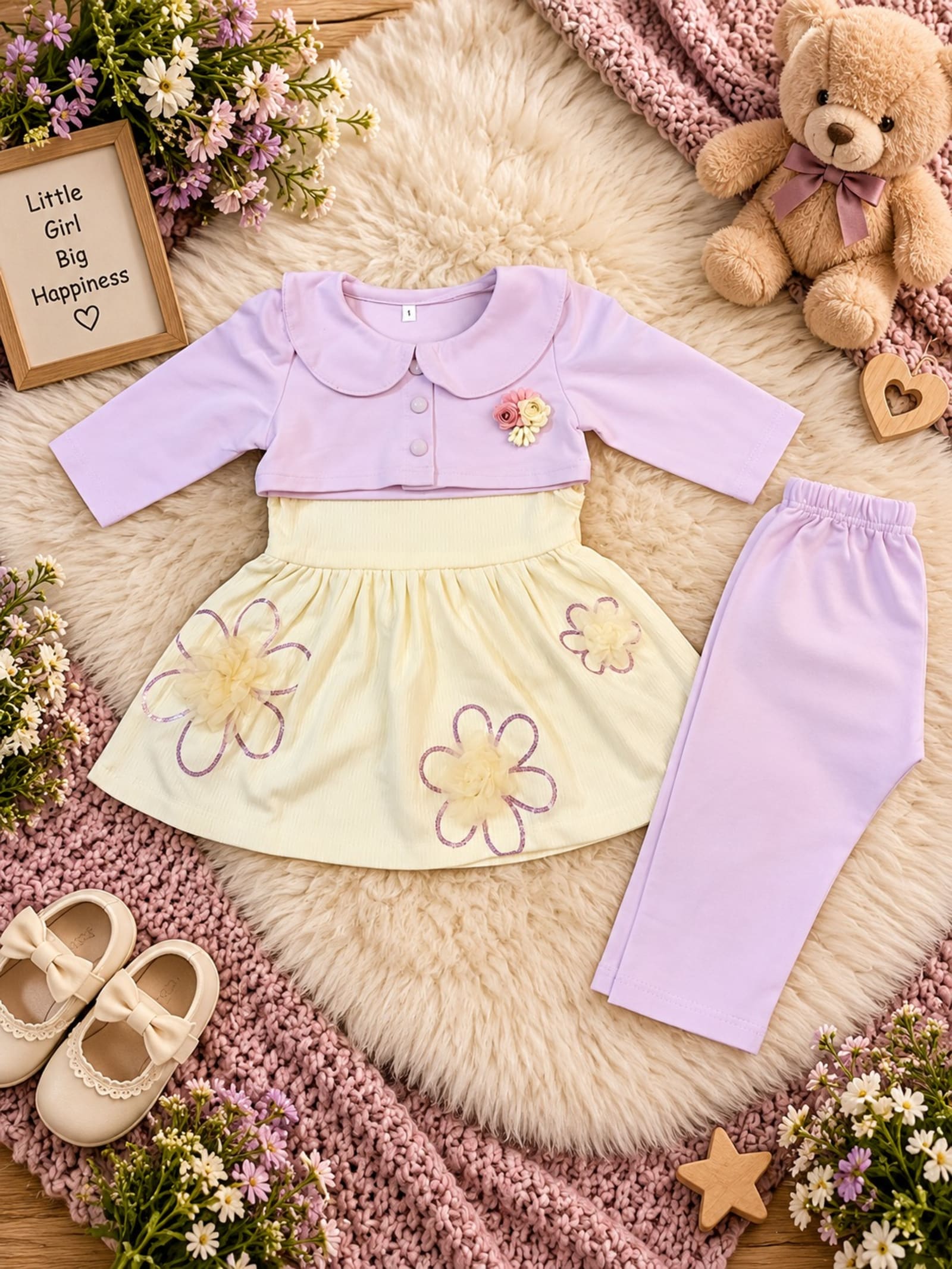 Little Blossom 3-Piece Girls’ Outfit Set