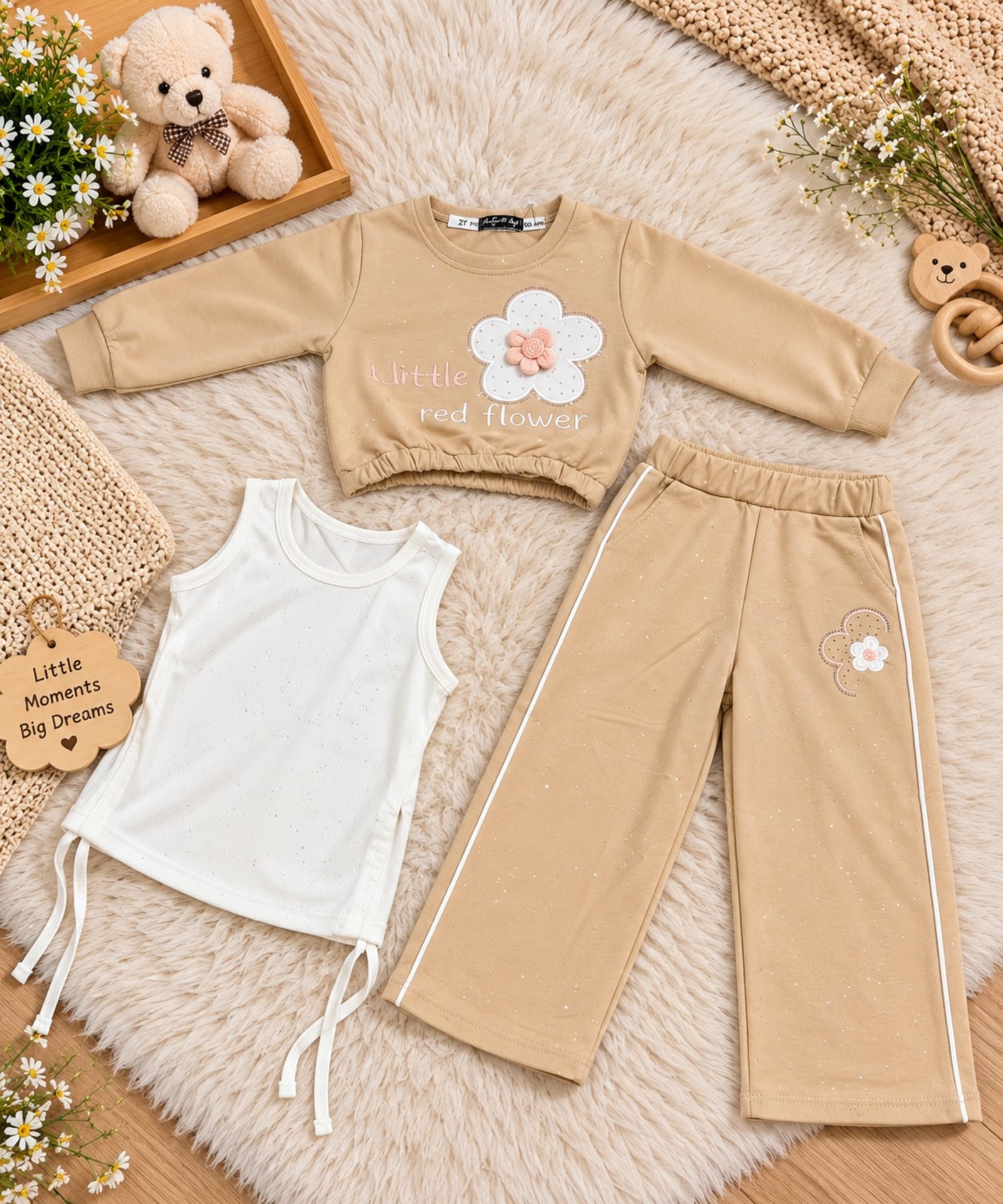 Little Flower 3-Piece Girls Winter Outfit Set alternate view