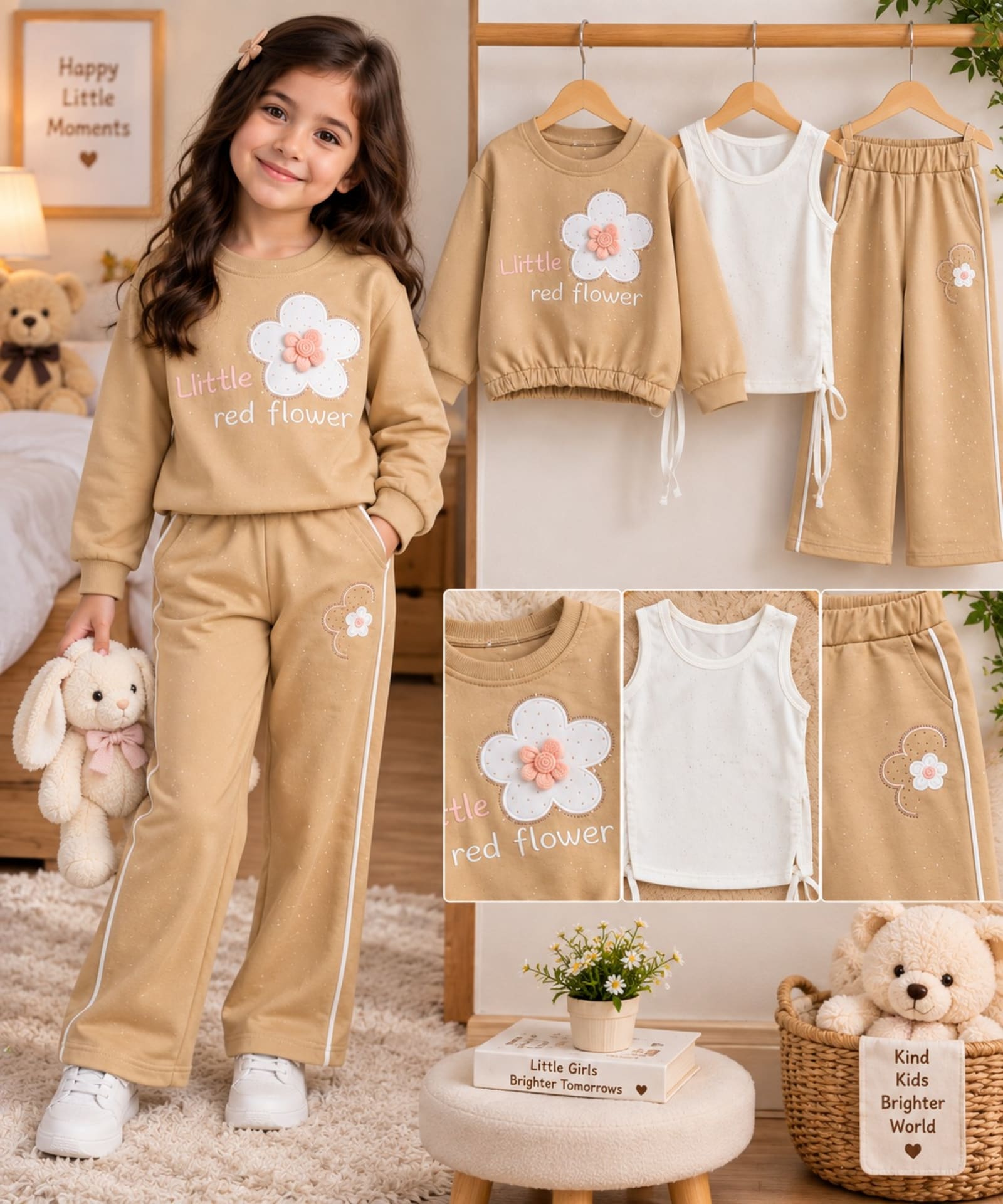 Little Flower 3-Piece Girls Winter Outfit Set