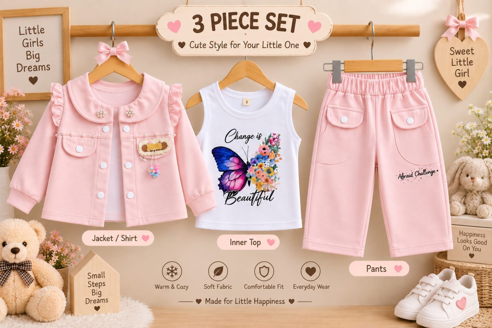 3-Piece Jacket, Inner Top & Pants Set – 3 Colors