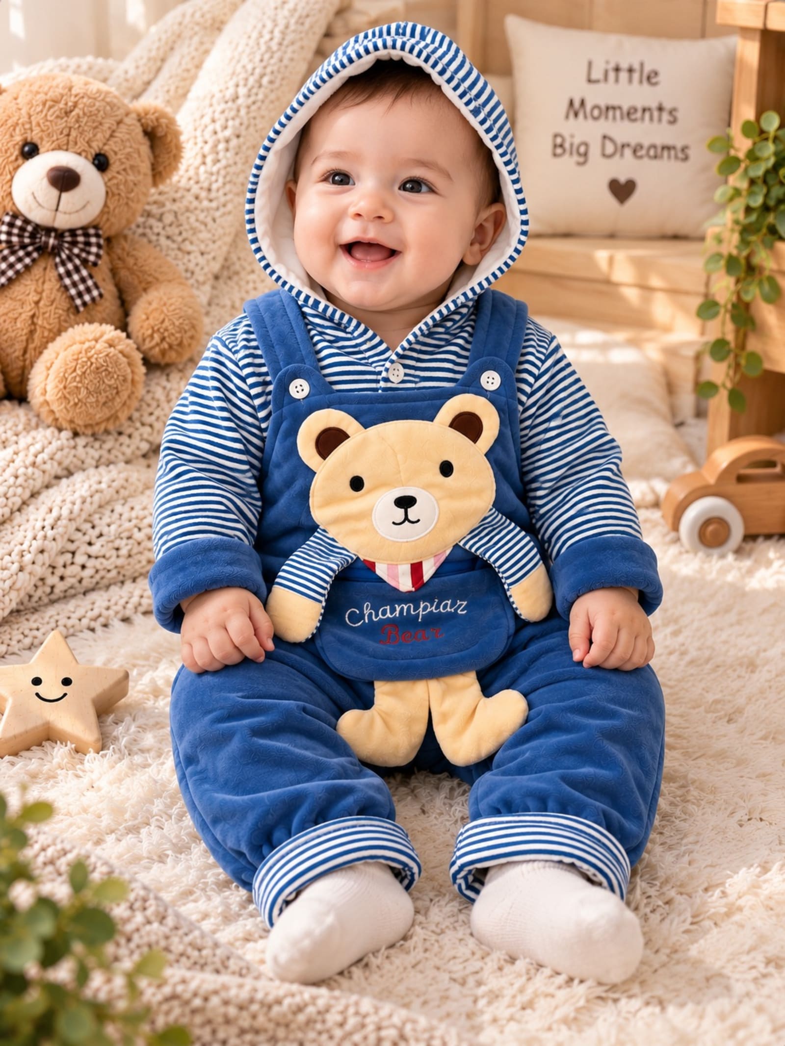 Little Bear Blue & White 2-Piece Baby Winter Set alternate view