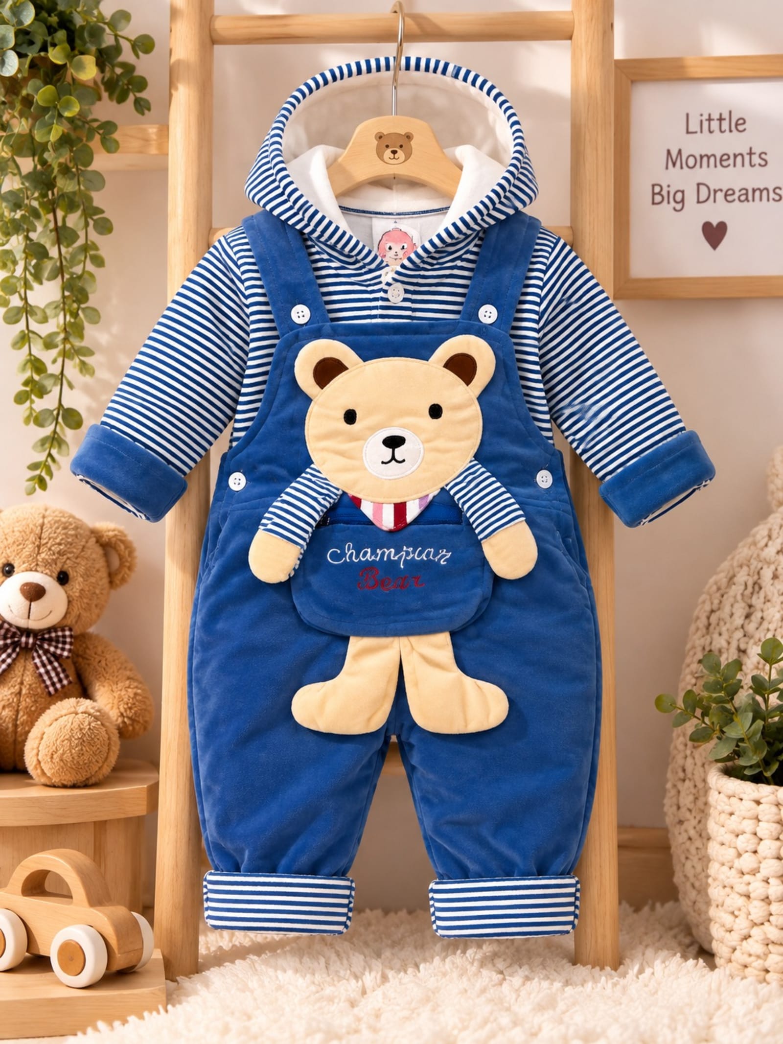 Little Bear Blue & White 2-Piece Baby Winter Set