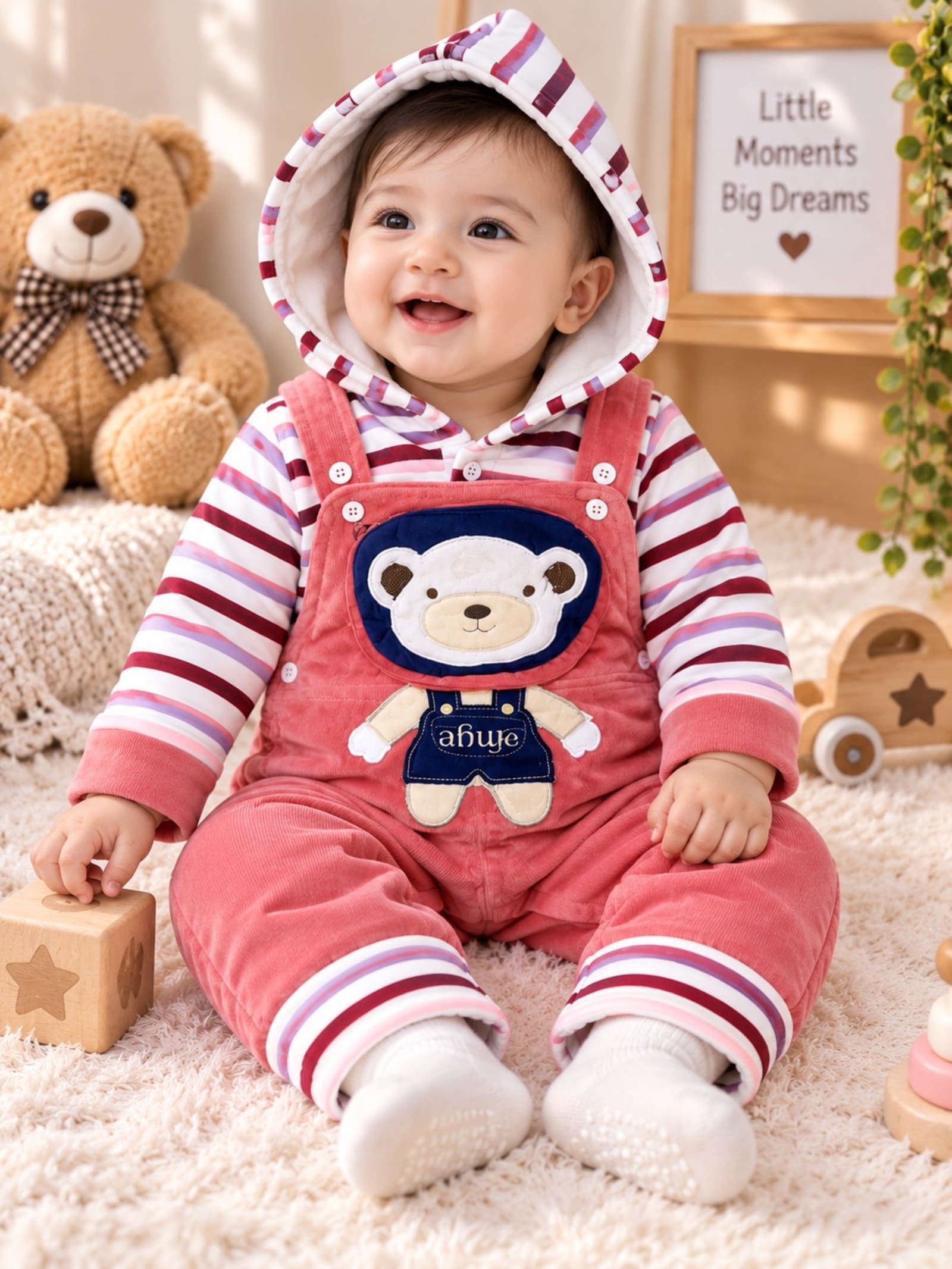 Little Bear Pink & Striped 2-Piece Baby Winter Set alternate view