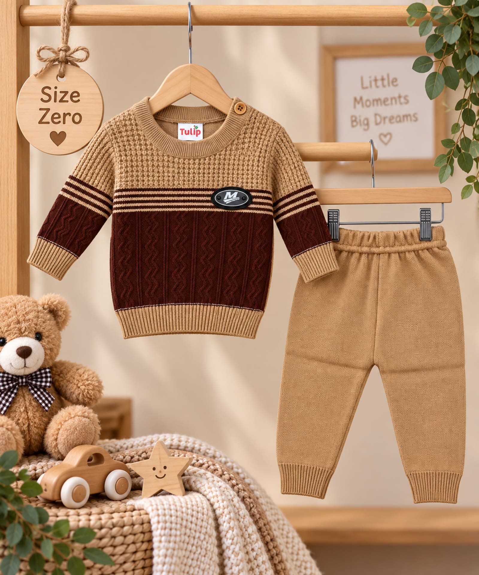 Little Gentleman Multi Colors Wool 2-Piece Newborn Winter Set