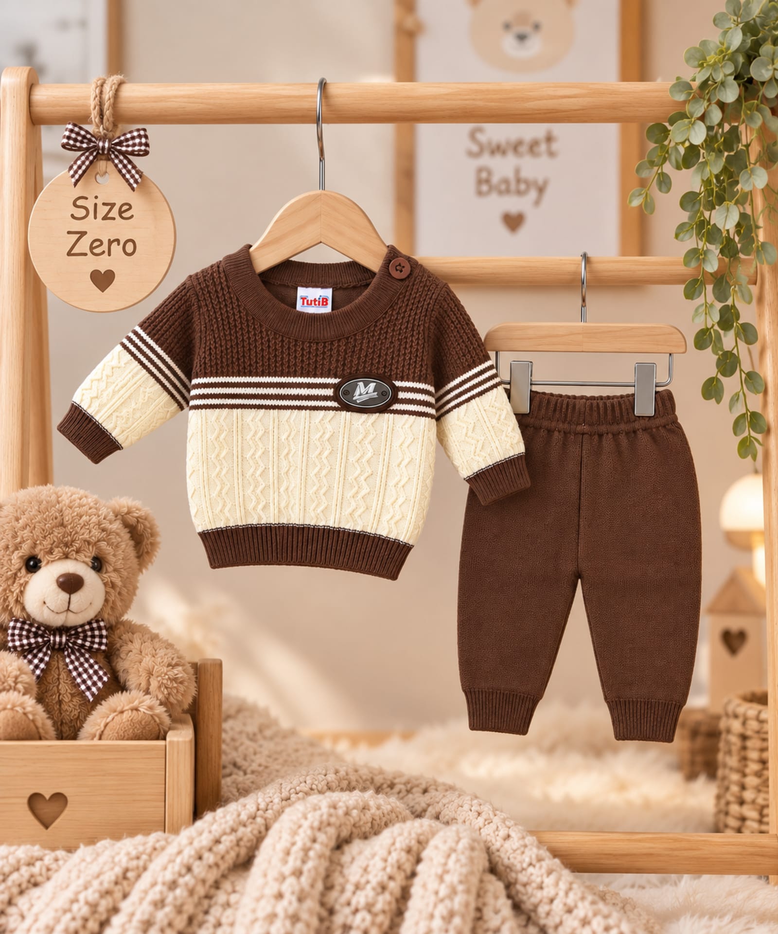 Little Gentleman Multi Colors Wool 2-Piece Newborn Winter Set
