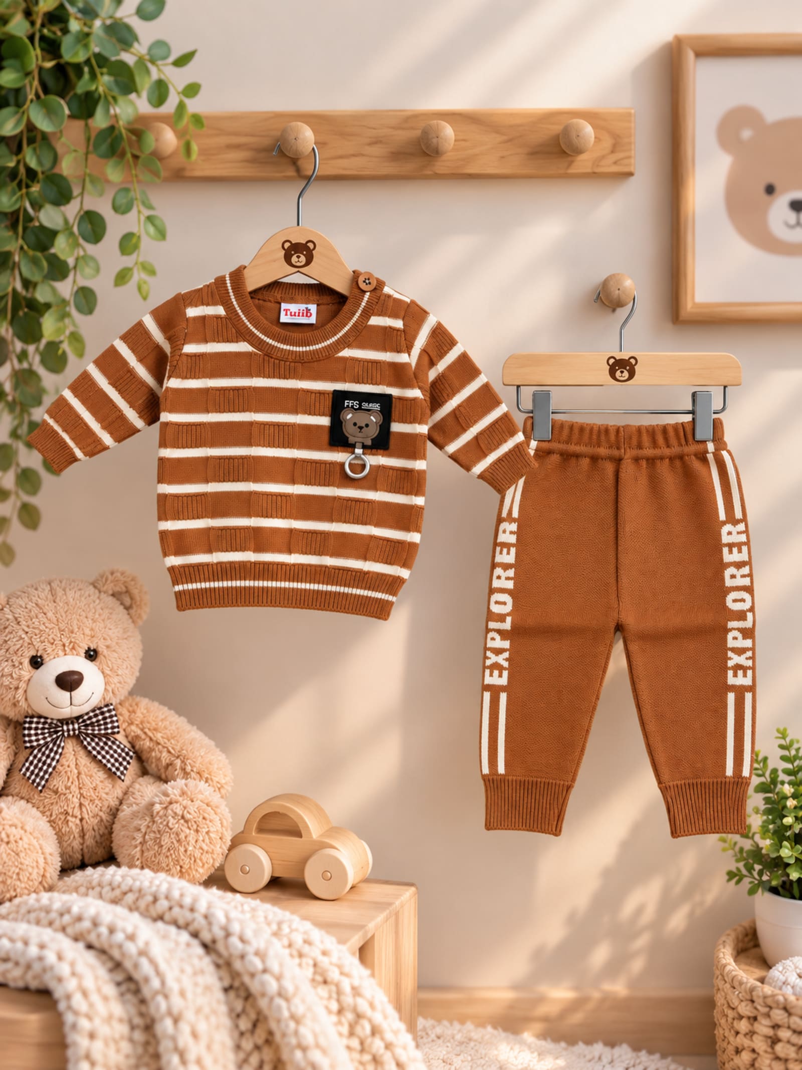 Little Gentleman Multi Colors Wool 2-Piece Newborn Winter Set