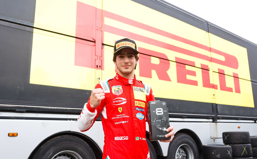 Rafael Camara celebrates his first Pirelli Pole Position Award ADAC