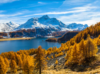 Engadin, Silsersee und die Schweizer Alpen Piz da la Margna im Oberengadin