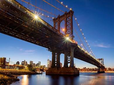 New York City evening lights sail on America 2.0