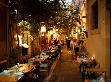 Rethymno bei Nacht von Plakias aus