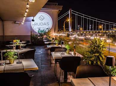 Gourmet dinner in Budapest with panoramic view over the Danube