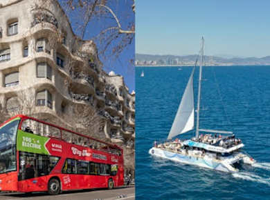 Barcelona Hop-on-Hop-off-Bustour mit Katamaran-Kreuzfahrt