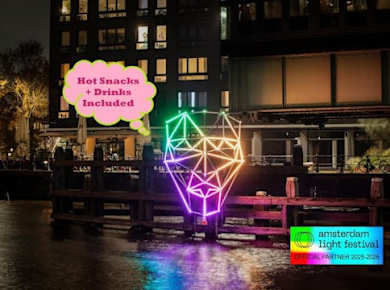 Amsterdam Light Festival cruise with hot snacks and drinks