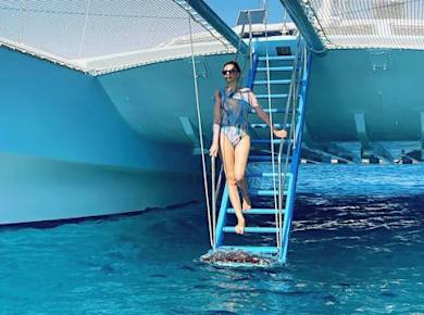 Katamaranfahrt zum Sonnenuntergang in der Bucht von Rhodos