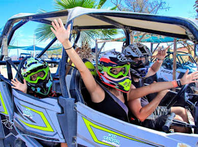 Los Cabos sunset UTVs and moonlight ziplines