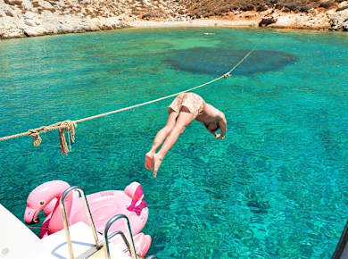 Afternoon catamaran cruise to Chrissi Island with dinner
