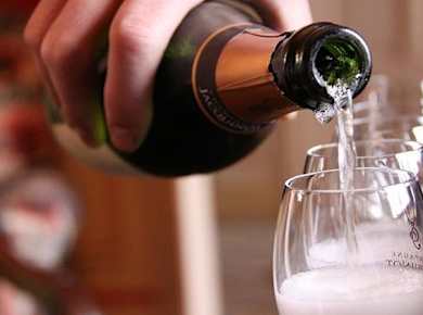 Champagne bottle and glasses