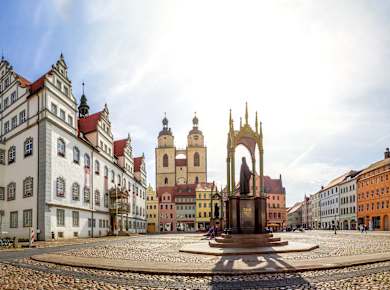 Anhalt-Wittenberg, Marktplatz Wittenberg mit Melanchthon-Denkmal