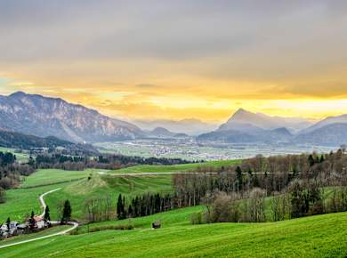Zu Beginn der Tour: Blick auf das Inntal bei Hausern und Sebi