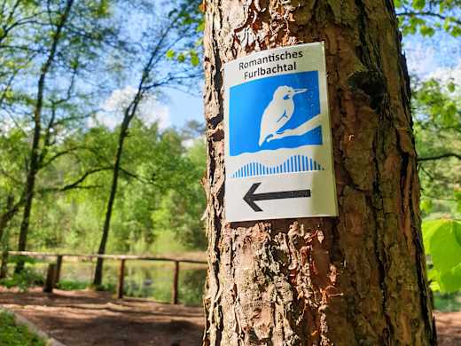 Furlbachtal mit Eisvogel-Wegezeichen in Schloß Holte-Stukenbrock