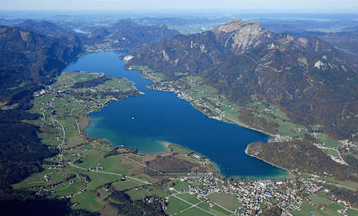 Aerial image of the Wolfgangsee (view from the southeast)