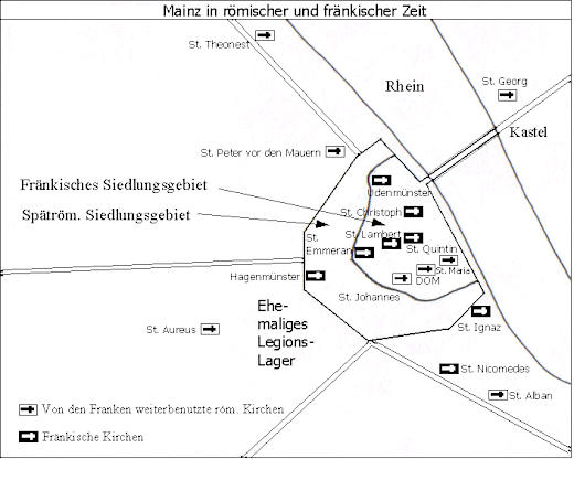 Karte roemisch-fraenkisches mainz