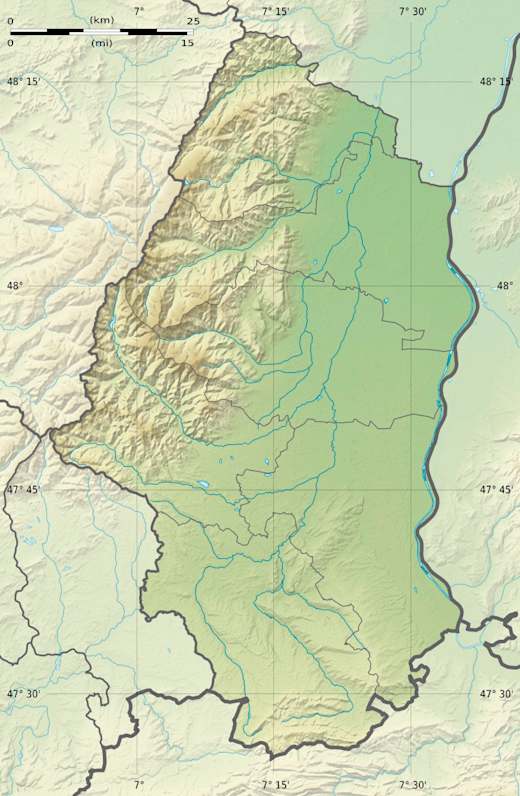 Haut-Rhin department relief location map
