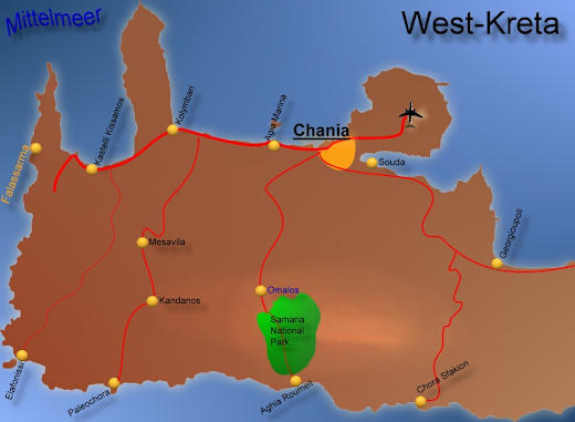 Landkarte Westkreta