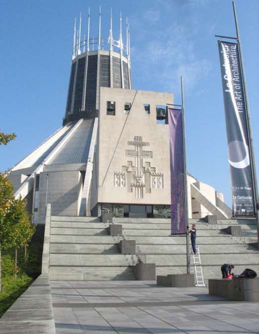 The steps leading up to the main entrance of the Metropolitan Cathedral - geograph.org.uk - 1206795