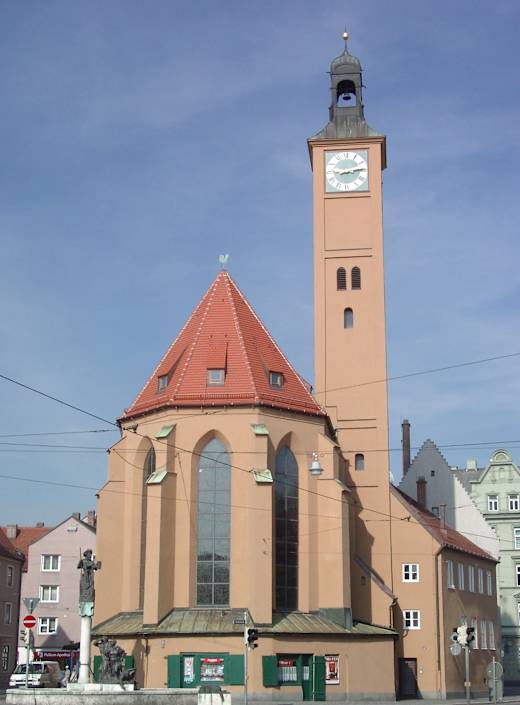 Augsburg Kirche St Jakob mit Brunnen