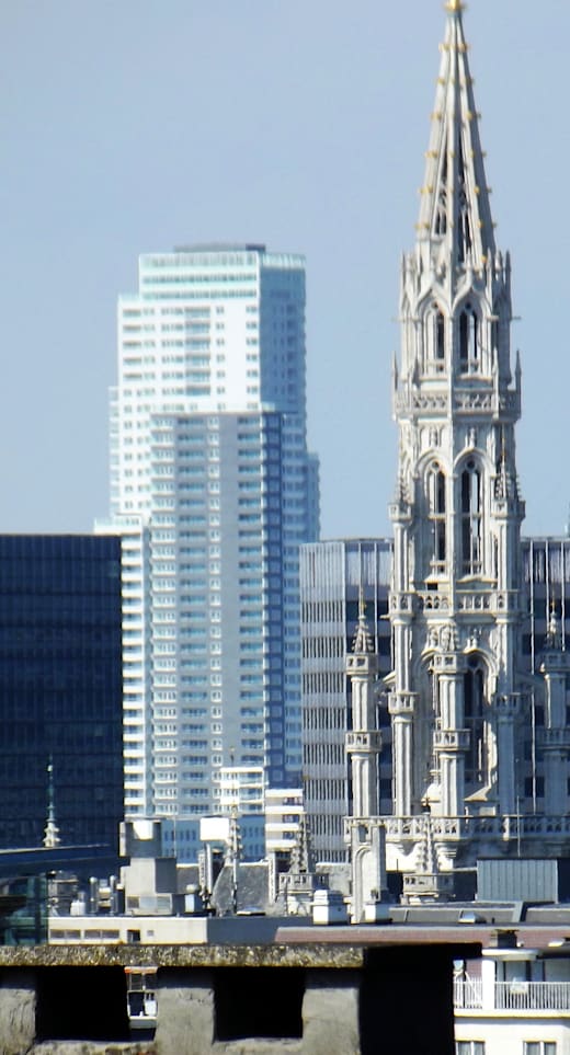 Bruxelles town hall tower from poelaertplein place