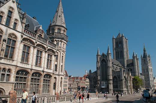 Ghent. From left - Old post office, Saint-Nicholas Church and Belfry (5677394348)