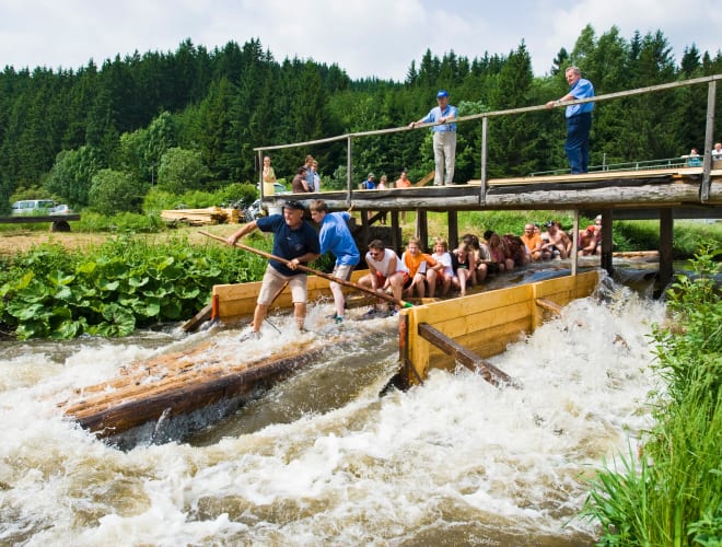 Wallenfels, Floßfahrt auf der Rodach