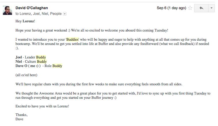 Buffer Onboarding Email