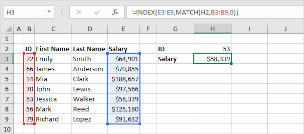 MATCH Excel Skill