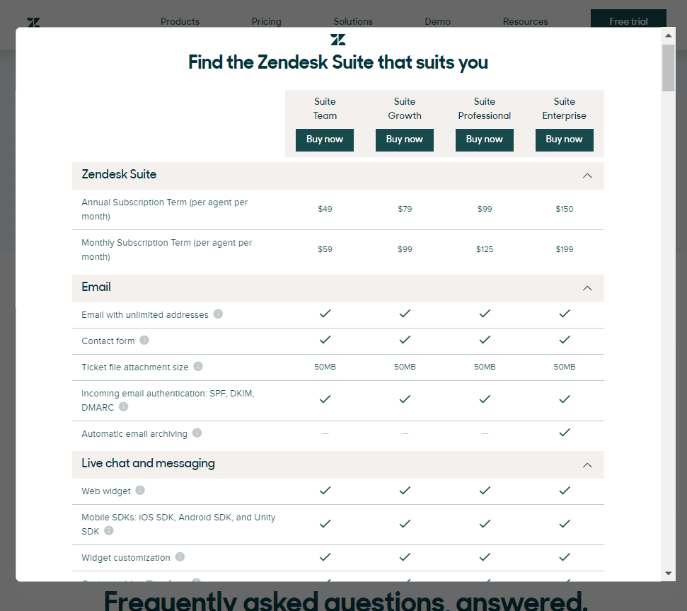 Zendesk New Pricing Page